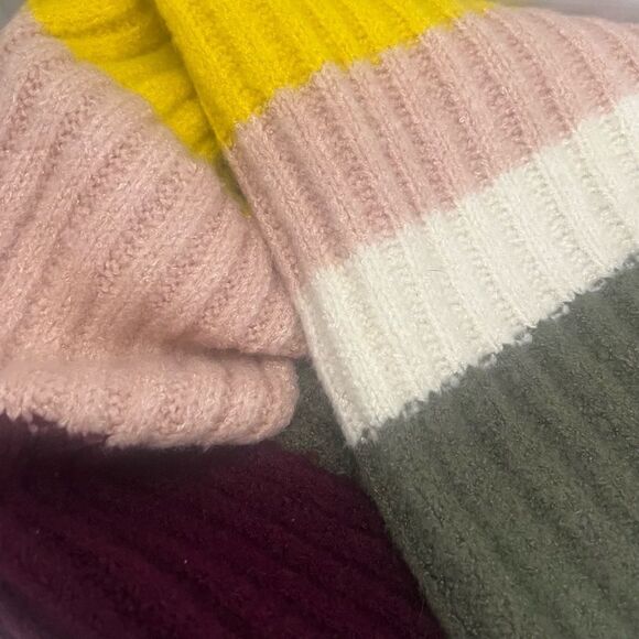 Express Ribbed Knit Oversized Scarf Multicolor Fringe Chunky Colorblock Cozy - Picture 5 of 10